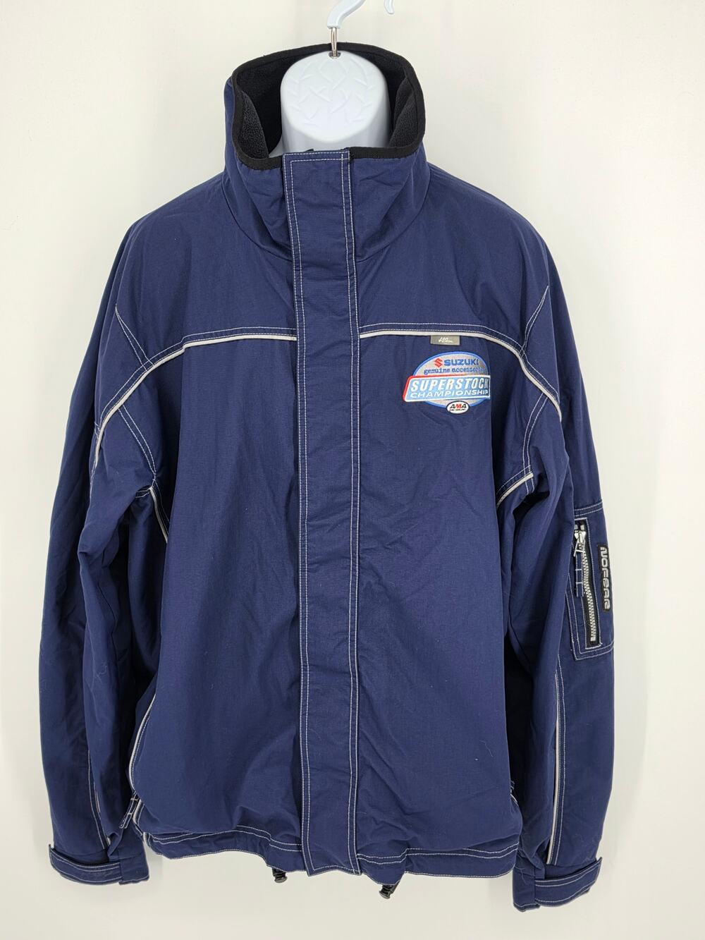 No Fear Vintage Suzuki Superstock Championship Racing JacketY2K Moto Navy Men XL